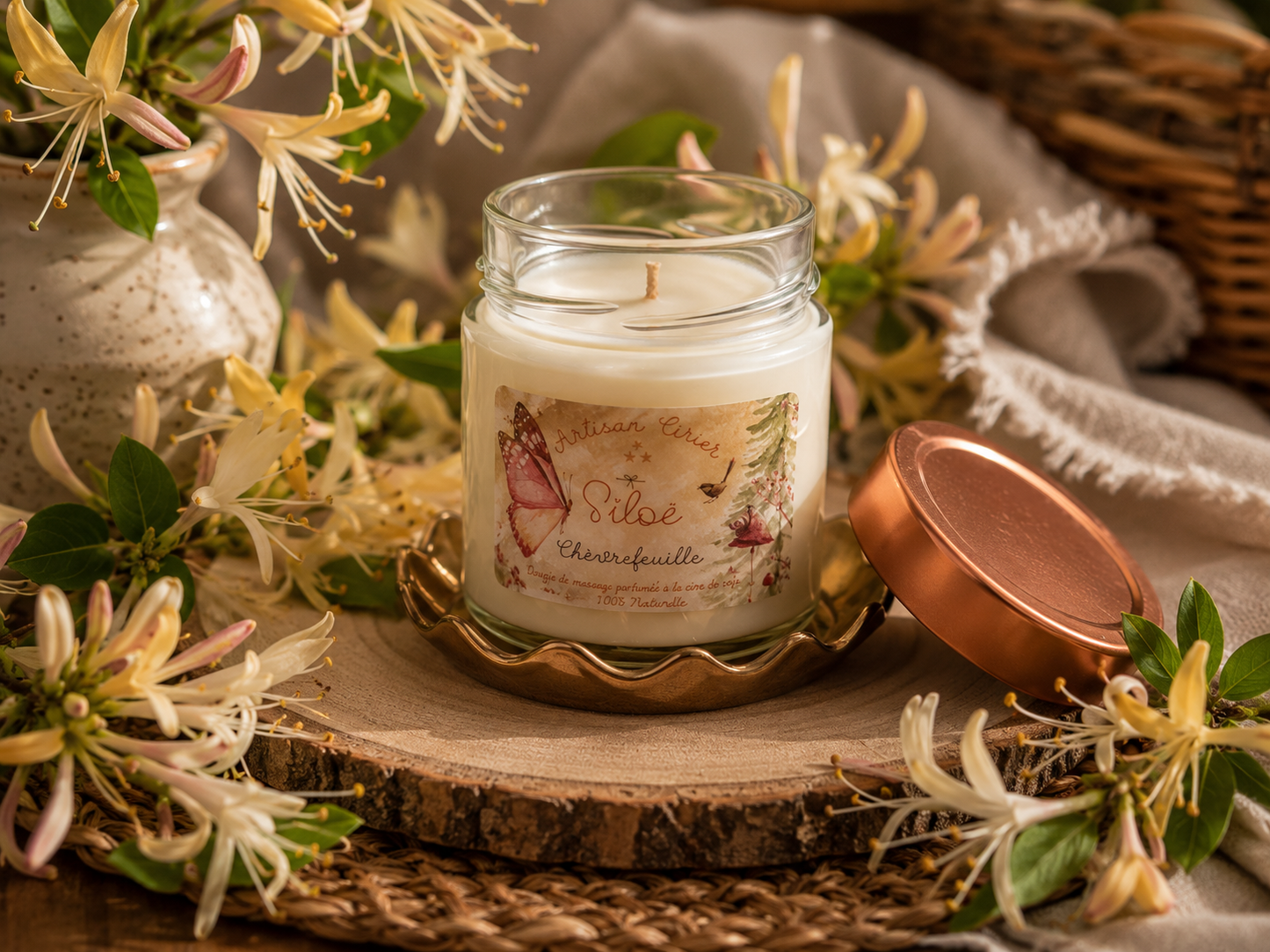 Bougie parfumée 190g - Chèvrefeuille | Fabrication artisanale - Siloë