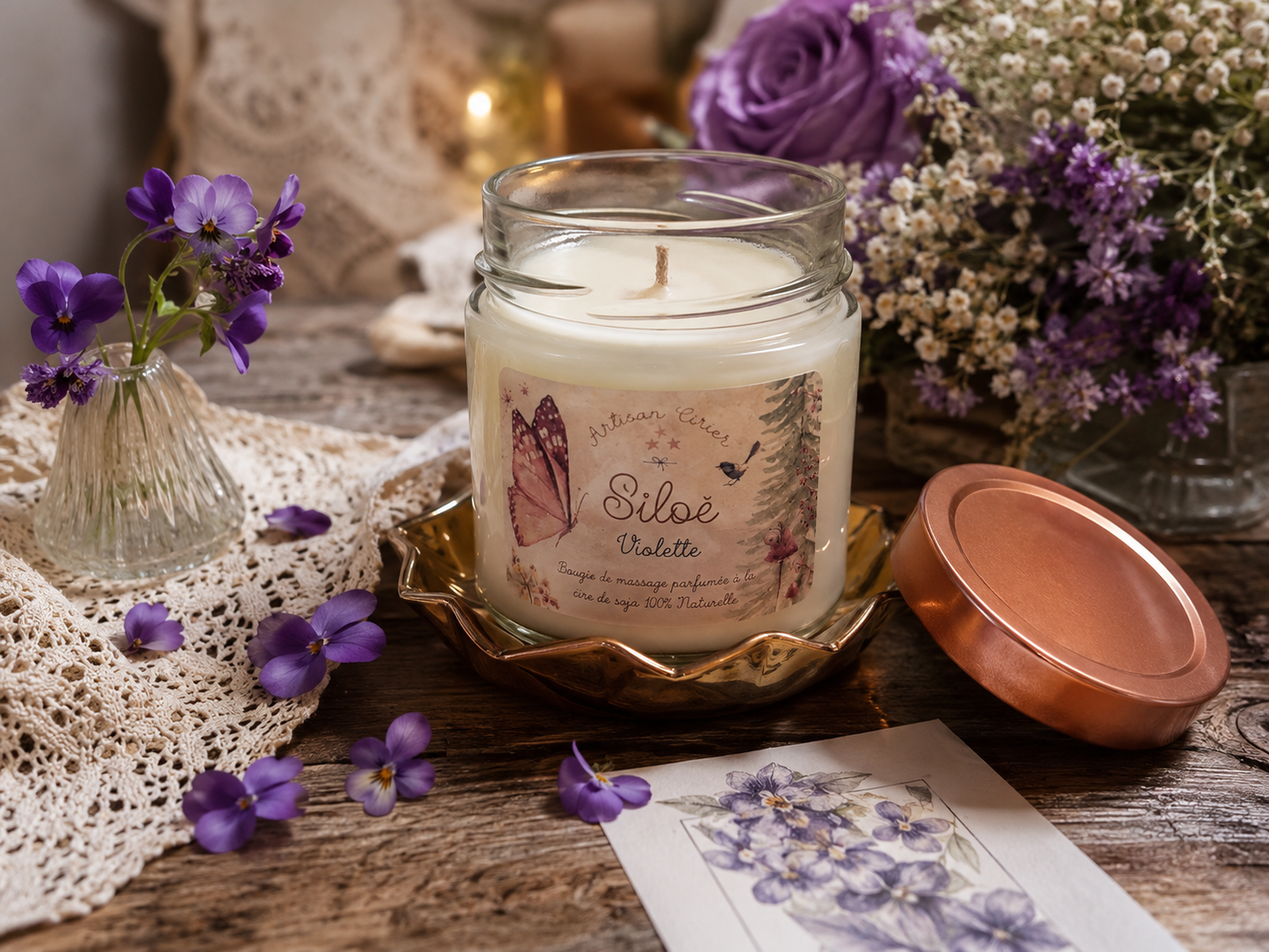 Violette - Bougie parfumée artisanale-SILOË