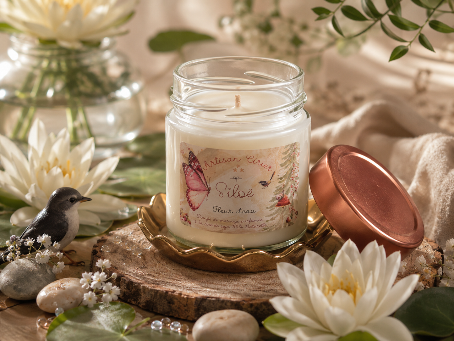 Bougie parfumée Fleur d'eau 190 g – Siloë | Fabrication artisanale